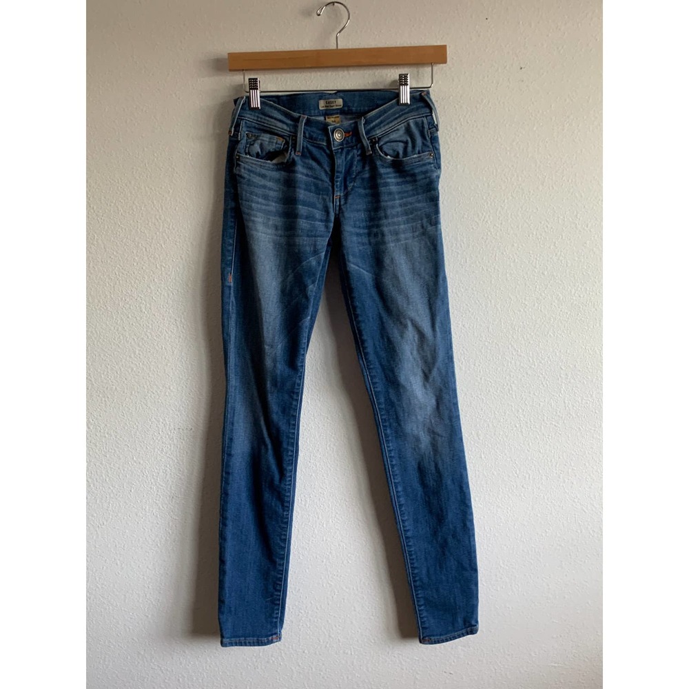 True Religion Casey Low Rise Super Skinny Jeans Medium Wash Blue Denim Size 24